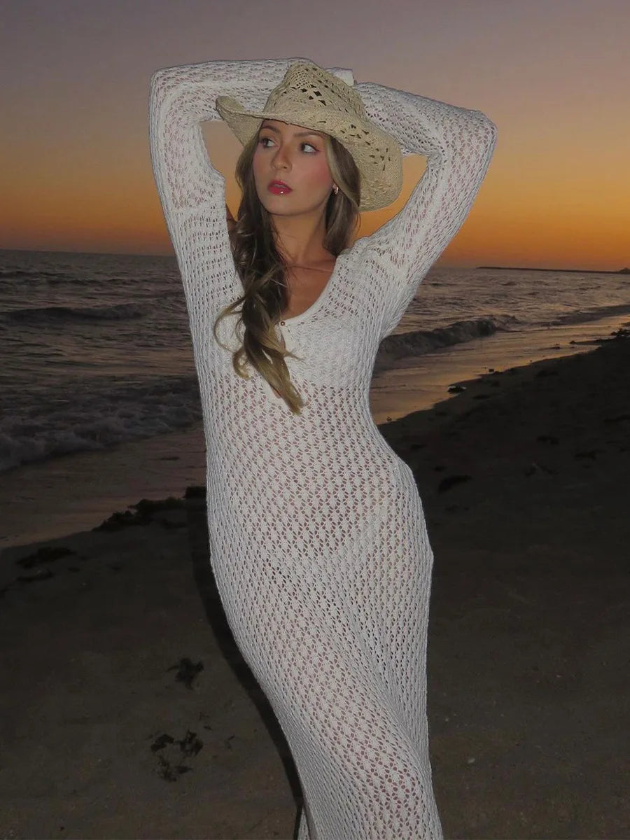 White Long Knit Sleeve
