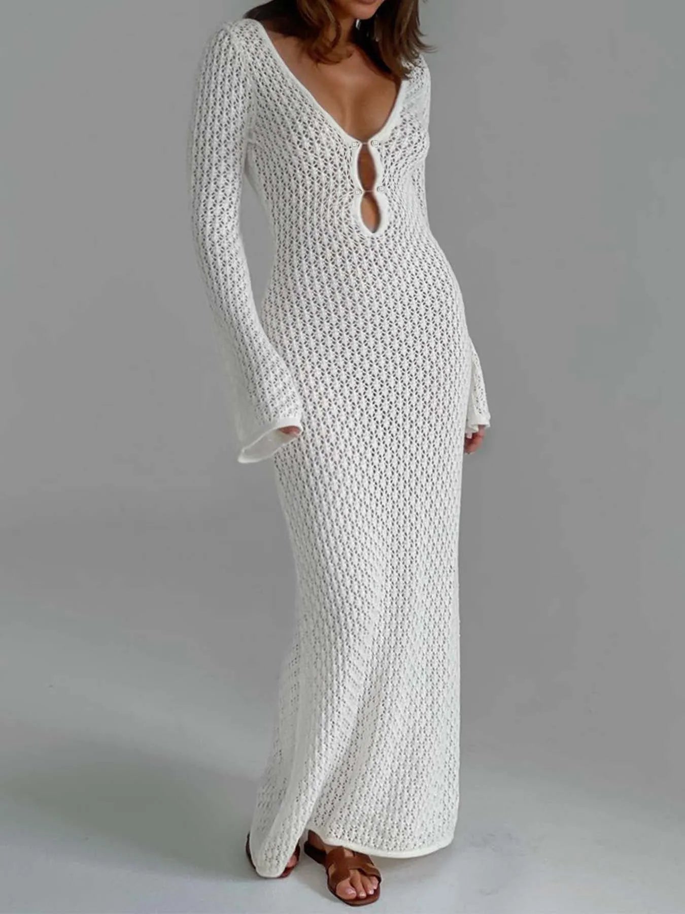 White Long Knit Sleeve